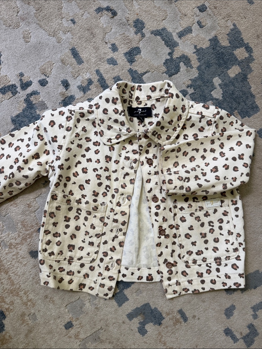 Kids Leopard Print Jacket - Cream & Brown